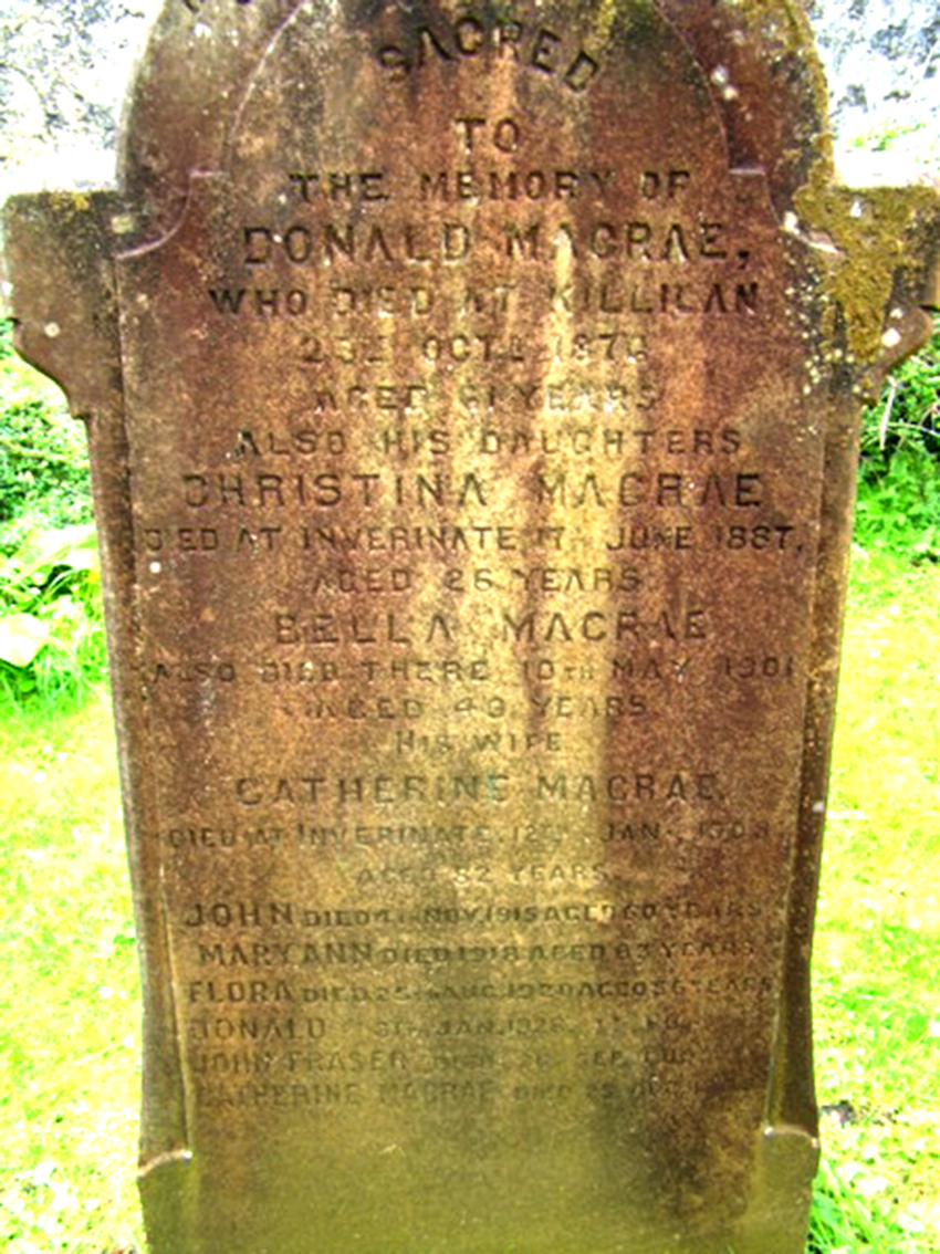Photo of headstones/Donald MacRae d1876 hdstn Clachan Duich